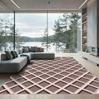 Blush Pink Minimalist Geometric Lattice Rug