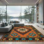 Earthy Southwestern Geometric Sunburst Rug
