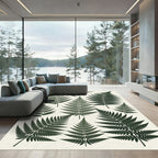 Dark Green Fern Frond Collage Rug