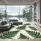 Deep Green Fern Frond Overlay Rug