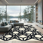 Monochrome Geometric Hexagon Lattice Art Rug