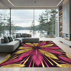 Radiant Gold and Fuchsia Feather Burst Rug