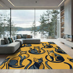 Bold Ochre Feline Symmetry Rug