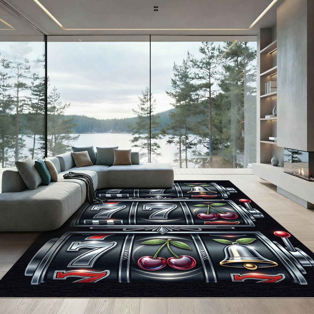 Silver Chrome Casino Slot Reel Rug