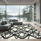 Monochrome Geometric Diamond Intersecting Lines Rug