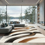 Earthy Brown Swirling Abstract Strokes Rug