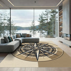 Elegant Golden Heart Compass Rose Rug
