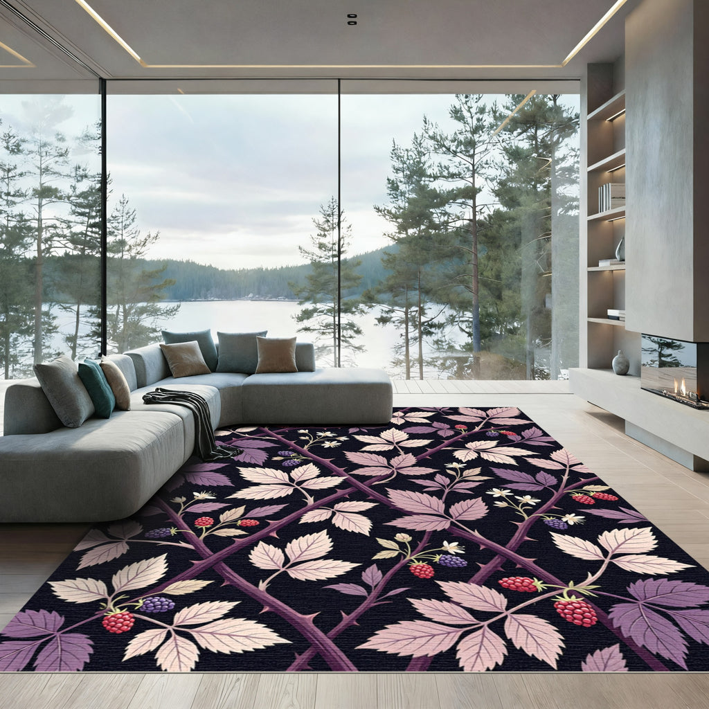 Dark Blackberry Bramble Botanical Rug