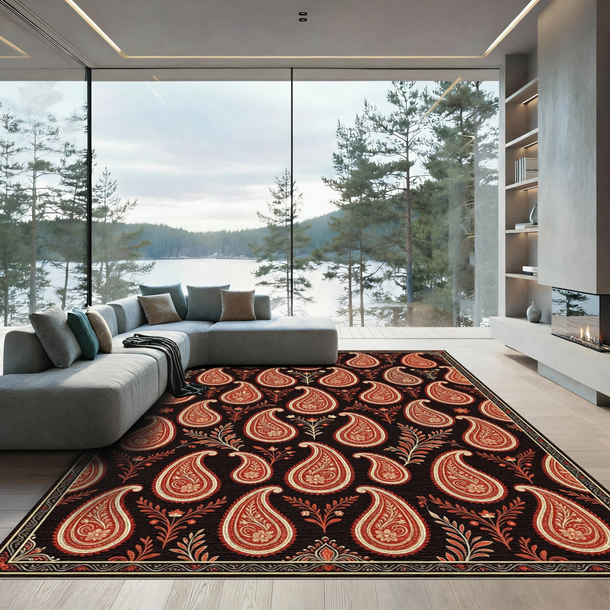 Crimson Paisley With Floral Sprigs Rug