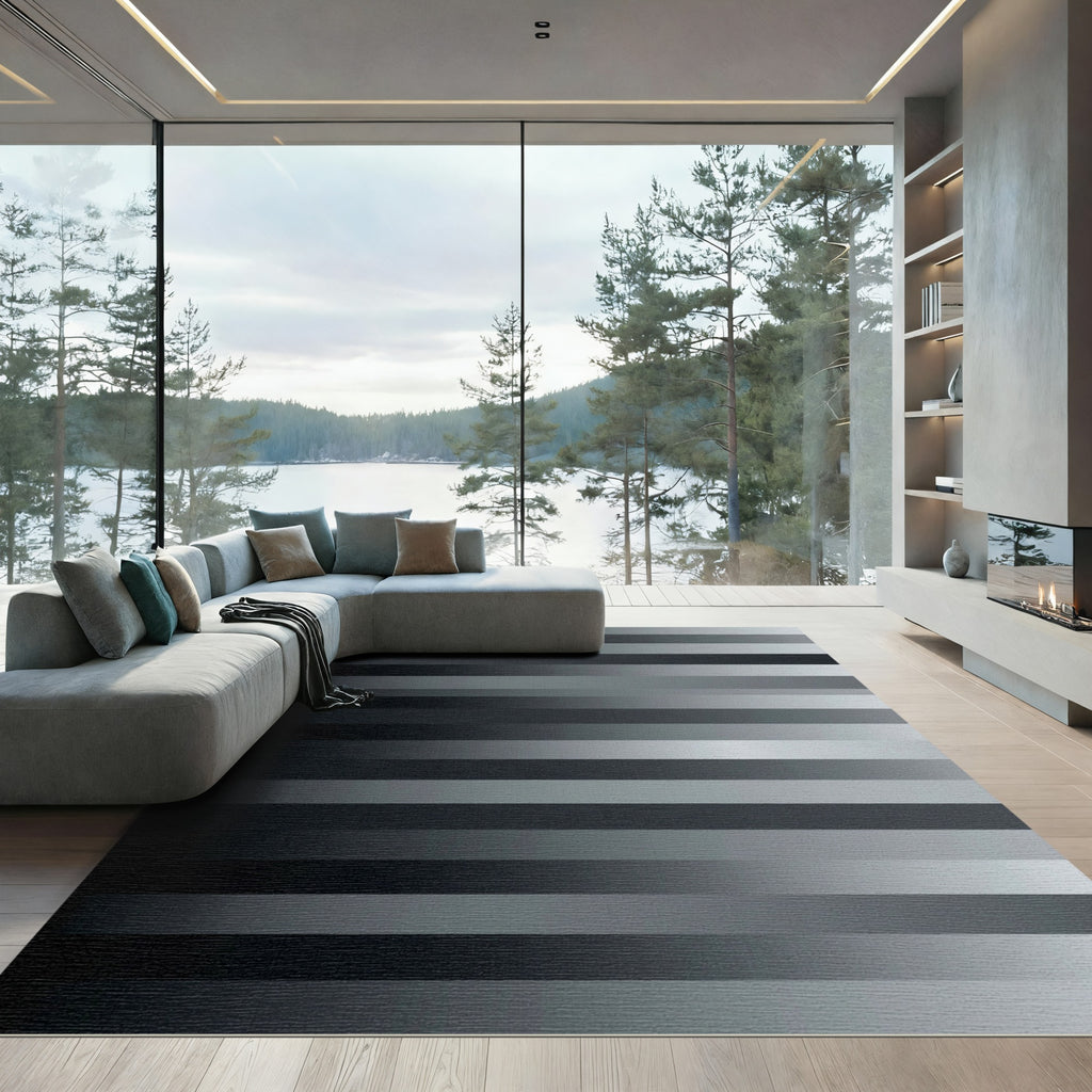 Monochromatic Horizontal Fade Stripe Rug