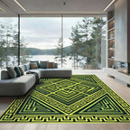 Emerald Green Geometric Maze Rug