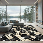 Monochrome Interwoven Black and Cream Ribbon Rug