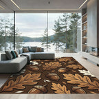 Earthy Brown Oak Leaf Acorn Arrangement Rug