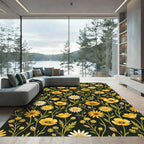 Golden Daisy Poppy Floral Botanical Rug
