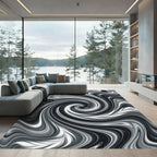 Monochromatic Swirl Abstract Art Rug