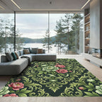 Victorian Vintage Rose Scroll Rug