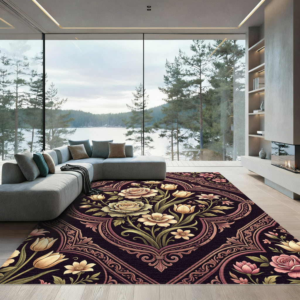 Vintage Floral Bouquet Medallion Rug