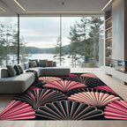 Art Deco Pink Fan Layered Arch Rug