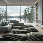 Monochromatic Wavy Stream Abstract Rug