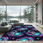 Vibrant Neon Astronaut Galactic Nebula Rug