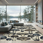 Mystical Mushroom Forest in Grayscale Tones Rug