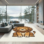 Cute Brown Lion Character Illustration Rug