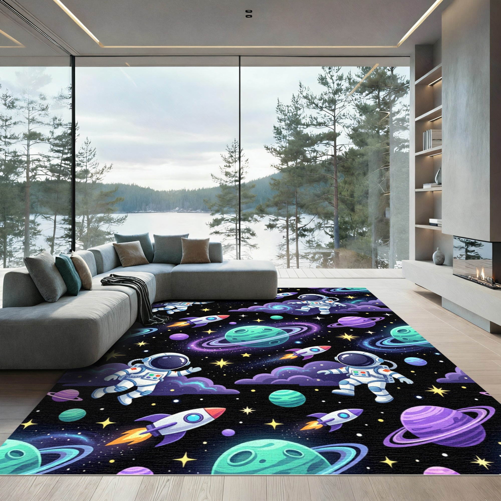 Cosmic Astronaut Galaxy Celestial Space Rug