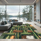 Woven Green Wood Texture Rug