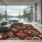 Ornate Crimson Heart Strawberry Clockwork Rug