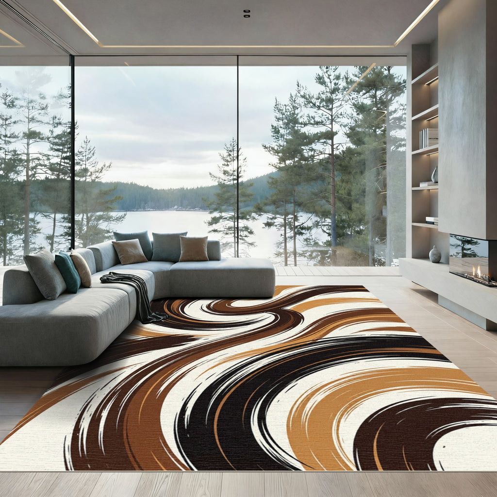 Earthy Swirl Brushstroke Rug