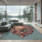 Opal Floral Shell Cartouche Rug