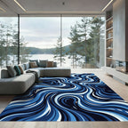 Blue Water Swirl Abstract Rug