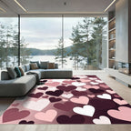 Romantic Blush and Burgundy Heart Arrangement Rug
