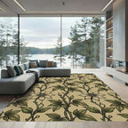 Vintage Sage Clematis Vine Botanical Rug