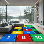 Playful Vibrant Multi Colored Geometric Blocks Rug