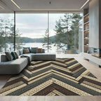 Neutral Herringbone Cable Knit Texture Rug