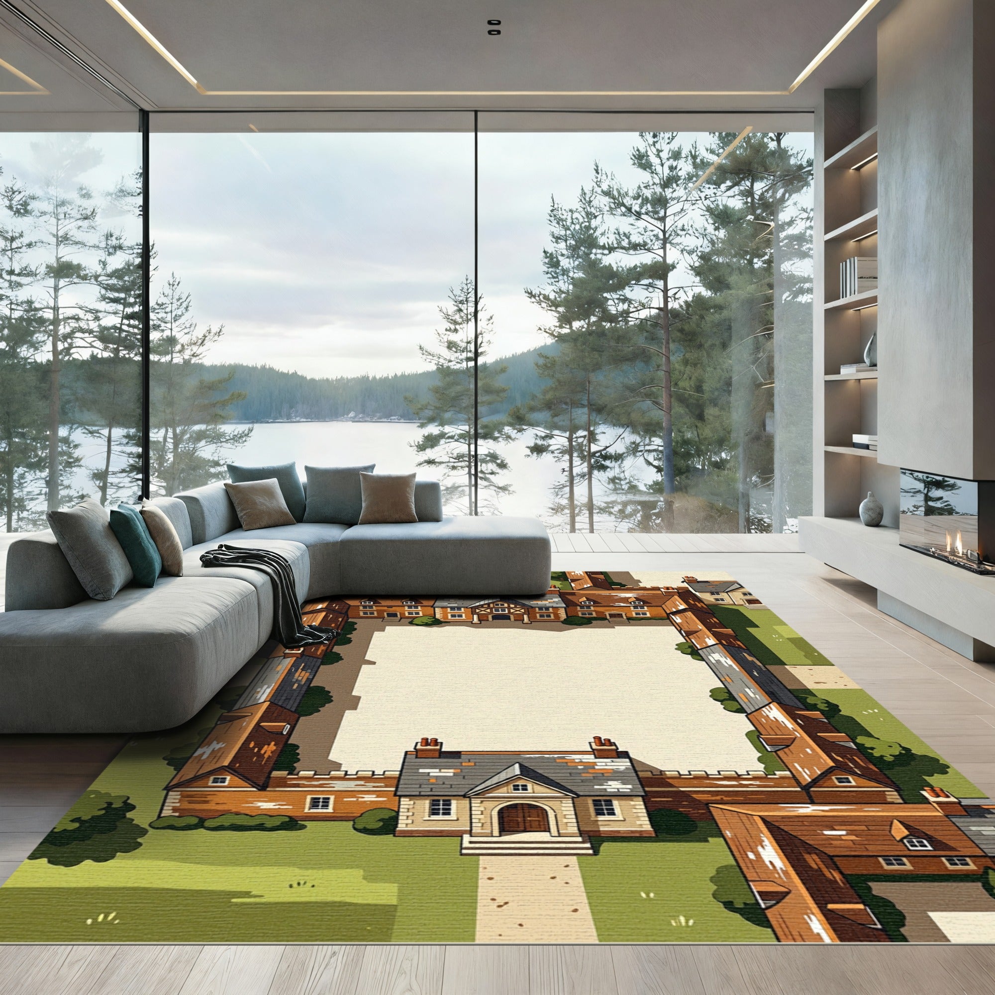 Courtyard Town houses Architecture Collection Rug