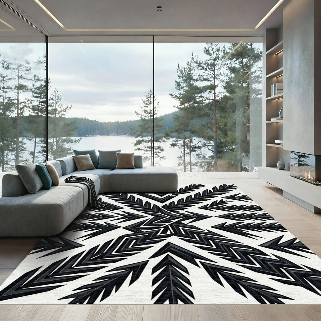 Monochrome Modern Abstract Arrow Rug