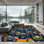 Vibrant Yellow Construction Truck Fleet Rug
