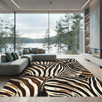 Abstract Brown and Black Zebra Stripe Rug