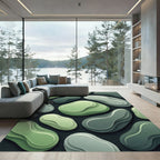 Abstract Organic Green Layered Shapes Rug