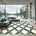 Sophisticated Sage Green Geometric Lattice Rug