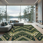 Green Tribal Totem Chevron Rug