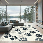 Minimalist Monochrome Paw Print Rug