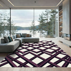 Geometric Plum Interlocking Grid Rug