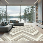 Neutral Taupe Chevron Zigzag Stripe Rug