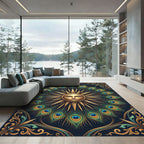 Golden Sun Peacock Feather Radiance Rug