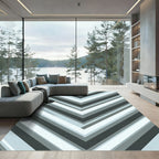 Gray Chevron Stripes Modern Geometric Rug