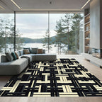 Monochrome Woven Abstract Grid Rug