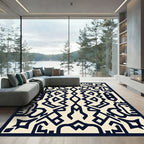 Bold Navy Geometric Tribal Rug